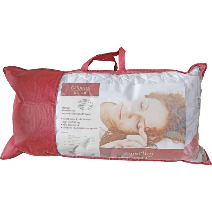 Merino Schafschurwolle Kissen 40x80 cm Kopfkissen Wollkissen Naturkissen fest – Bild 3