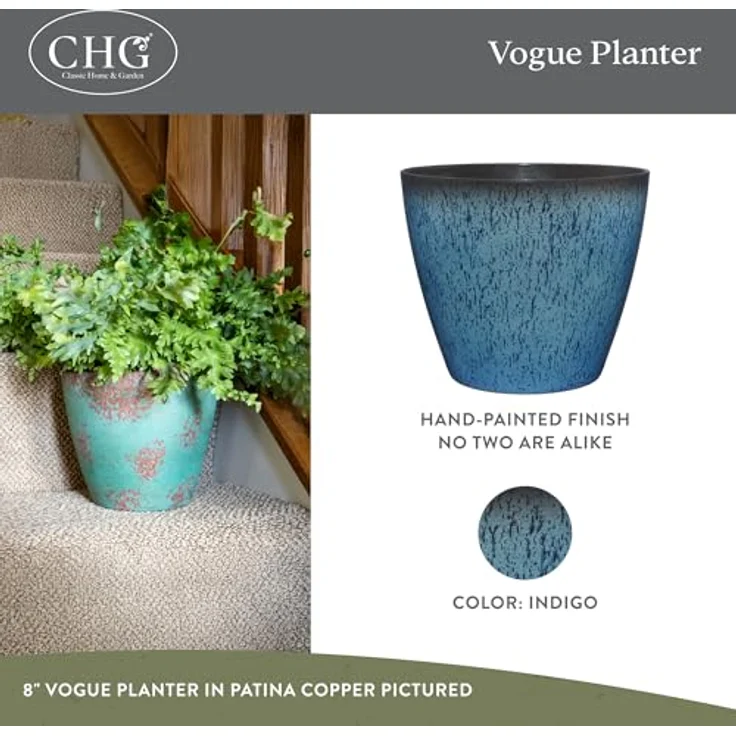 Classic Home and Garden 807-375R Premiere Collection Pflanzgefäß, Vogue 20,3 cm, Indigo – Bild 3