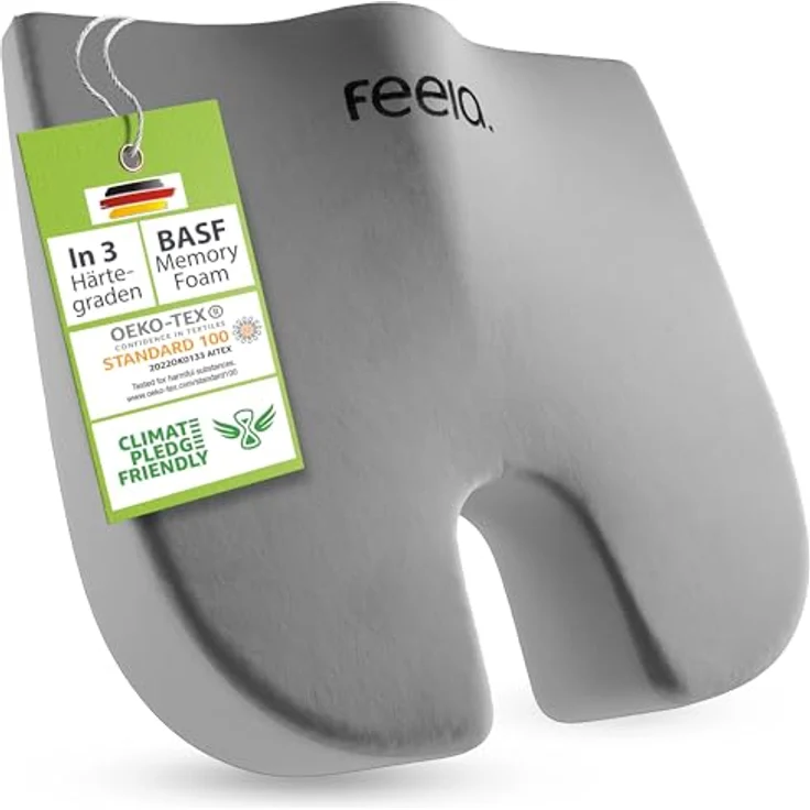 feela.® Orthopädisches Keilkissen, Memory-Foam Sitzkeilkissen mit 3 Härtegraden zur Haltungskorrektur & Rückenentlastung, 42x39x8,5 cm, Hart – Bild 1