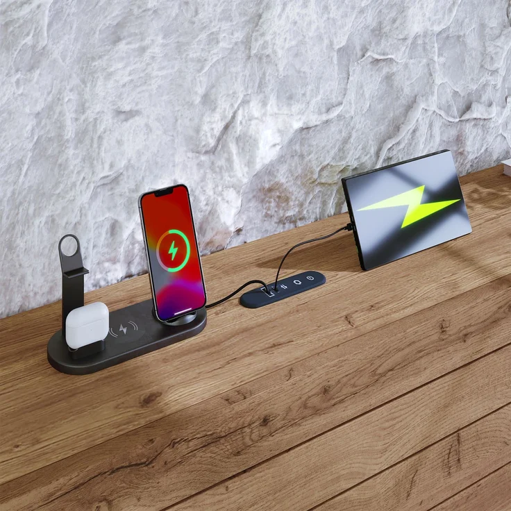 Holzbett Doppelbett 160×200cm Eichenoptik mit LED-Downlights, integrierter USB & Type-C Ladestation, beleuchtete Nische, schwebende Nachttische, Unterbett-Schubladen Stauraum, stabiler Metallrahmen ohne Matratze – Bild 6