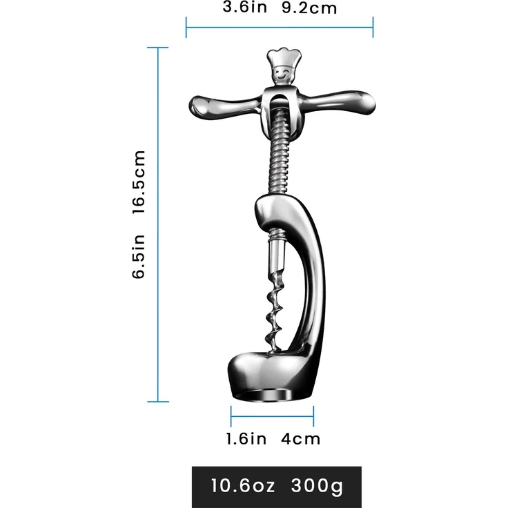 Korkenzieher / Weinöffner, Manueller Weinöffner, Edelstahl, schweres Design für müheloses Entkorken – Bild 4
