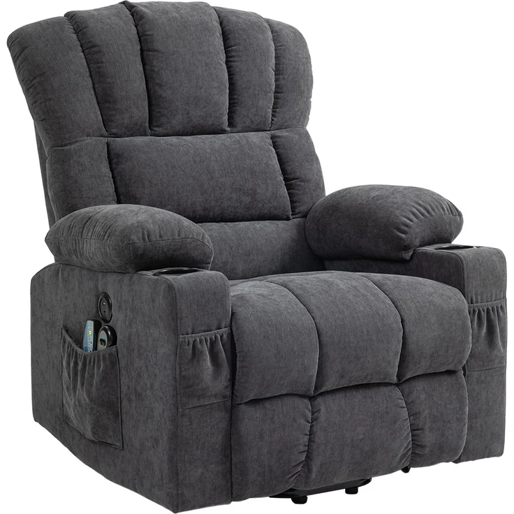MELAYR, Elektrischer Power Lift Aufsteh-Sessel mit Massage- und Wärmefunktion, 93 x 91 x 110 cm, Dunkelgrau – Bild 2