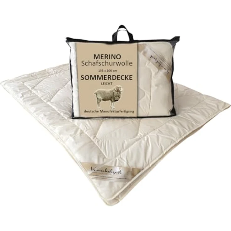 Meivita Naturhaarbettdecke Merino Schafschurwolle Sommerdecke, Füllung: 100% Wolle, Bezug: 100% Baumwolle, Bettdecke Hergestellt in Deutschland – Bild 2