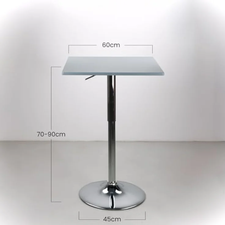 Brigros WeHome - Bartisch, hoher Couchtisch, höhenverstellbarer Couchtisch, quadratischer oder runder Tisch, Küchentisch erhältlich (Grau, Quadrat) – Bild 4