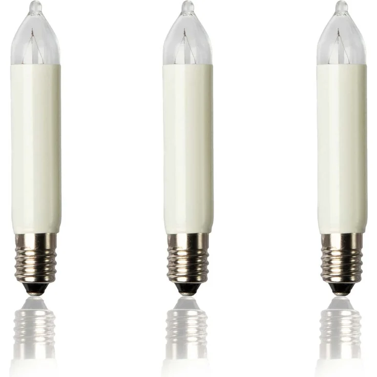 hellum Ersatzkerzen Glühfaden 12V 3W für Lichterketten & Schwibbogen, 3 Stück Kleinschaftkerzen E10 (ø10 mm) passend für 20 Brennstellen, 22 Lumen Ersatzkerzen Lichterkette, für innen & außen 933031