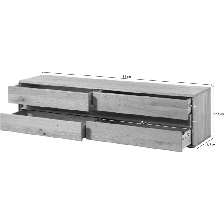 TV-Board Wildeiche inkl. LED 184x43,5x47,5 natur geölt CARDIFF #141 – Bild 8