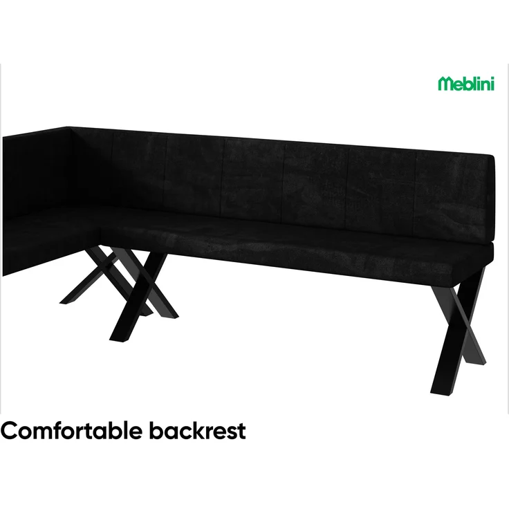 MEBLINI Eckbank für Esszimmer - Küchenbank - Essecke - Sitzecke Küche - PETER - X-Beine 142x196x87cm Links - Graphit Samt – Bild 5