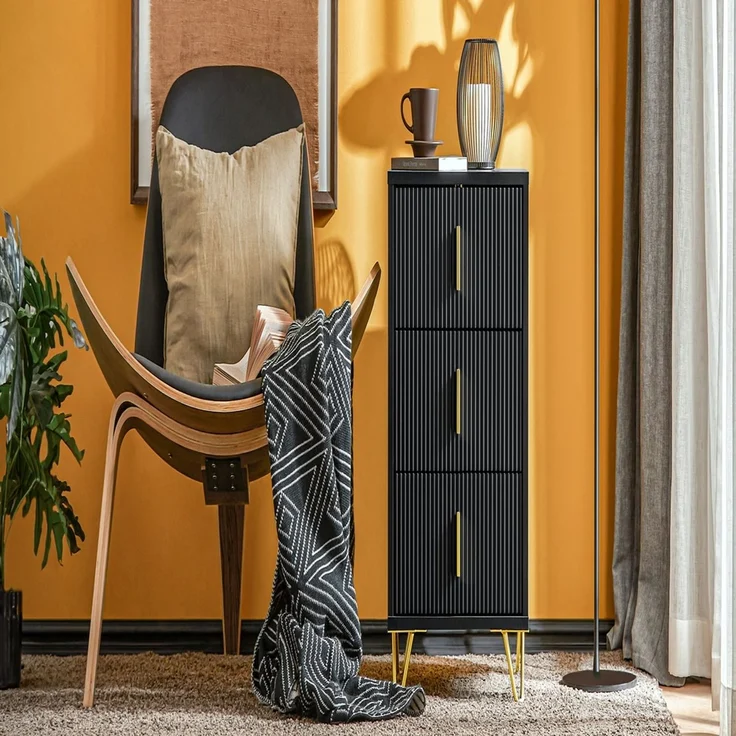 SoBuy FBT115-L-SCH Nachttisch, MDF, Melamin, Schwarz, 40 x 63 x 36 cm – Bild 10