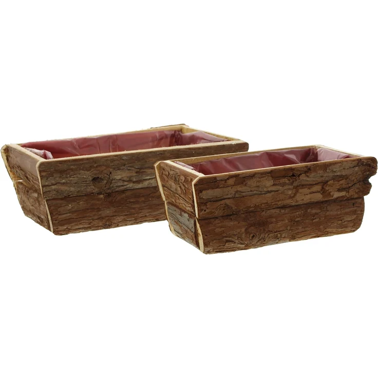 Pflanzkasten Rinde 2er Set Pflanzschale Pflanzkorb Blumentopf Pflanztopf – Bild 3
