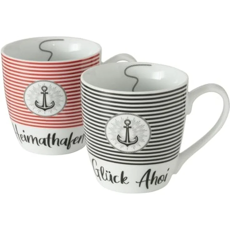 BOLTZE Tasse 2er-Set Jumbotassen Marino, rot + blau mit Anker – Bild 1