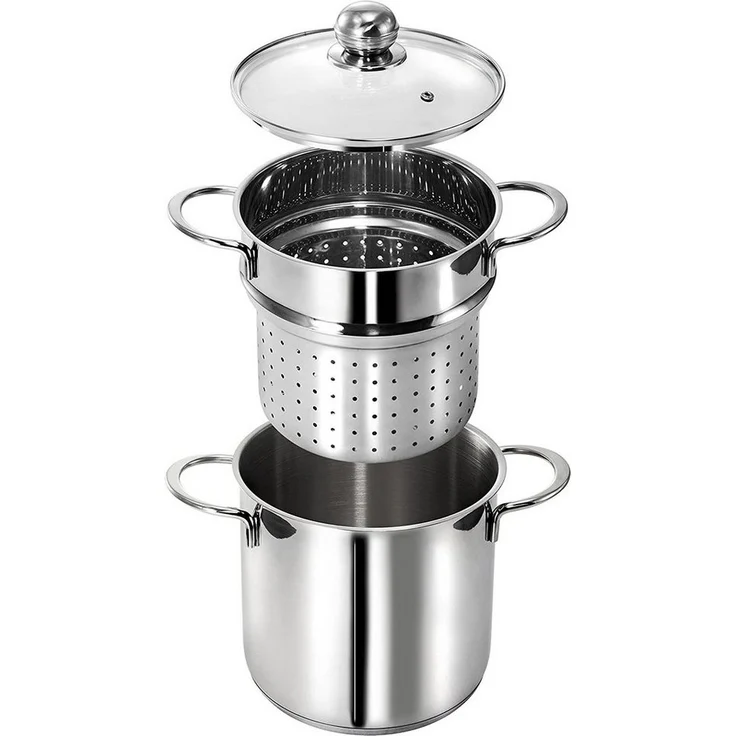 Kopf Spaghettitopf Makkaroni, Edelstahl, Ø 20 cm, mit Siebeinsatz für Gemüse – Bild 2