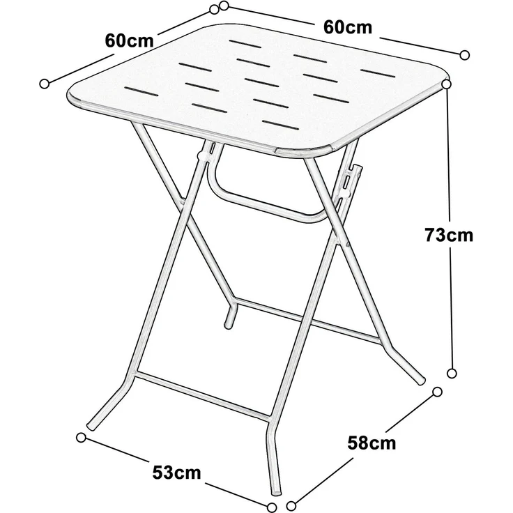 Bistro-Set aus Stahl, klappbar, 3-teilig, Tisch 60x60x73 cm, Weiß – Bild 5