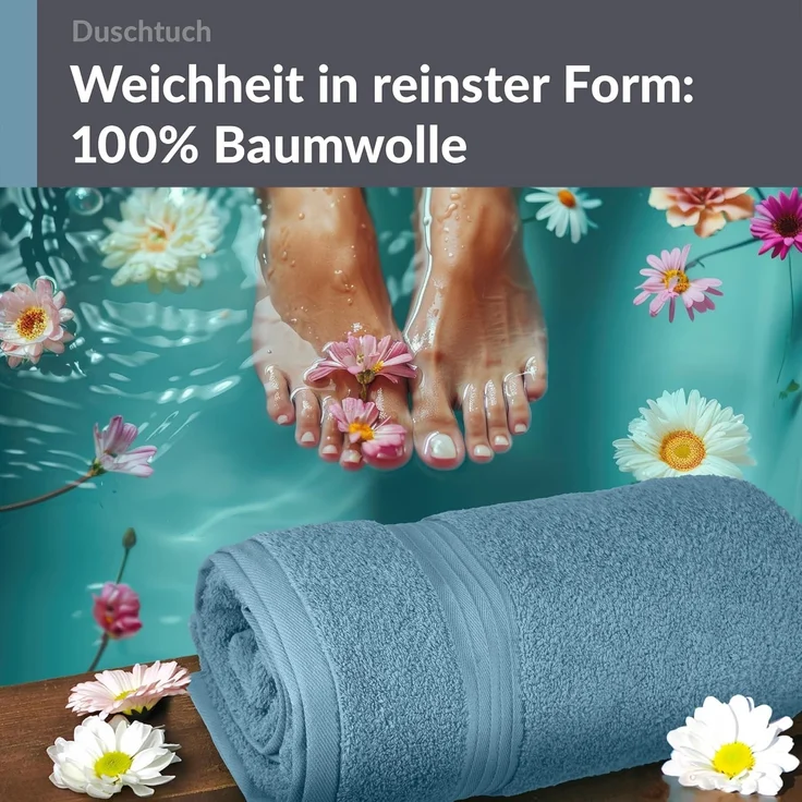 Lashuma Duschtuch Linz, Frottee (1-St), Baumwoll Badetuch blau 70x140 cm – Bild 9