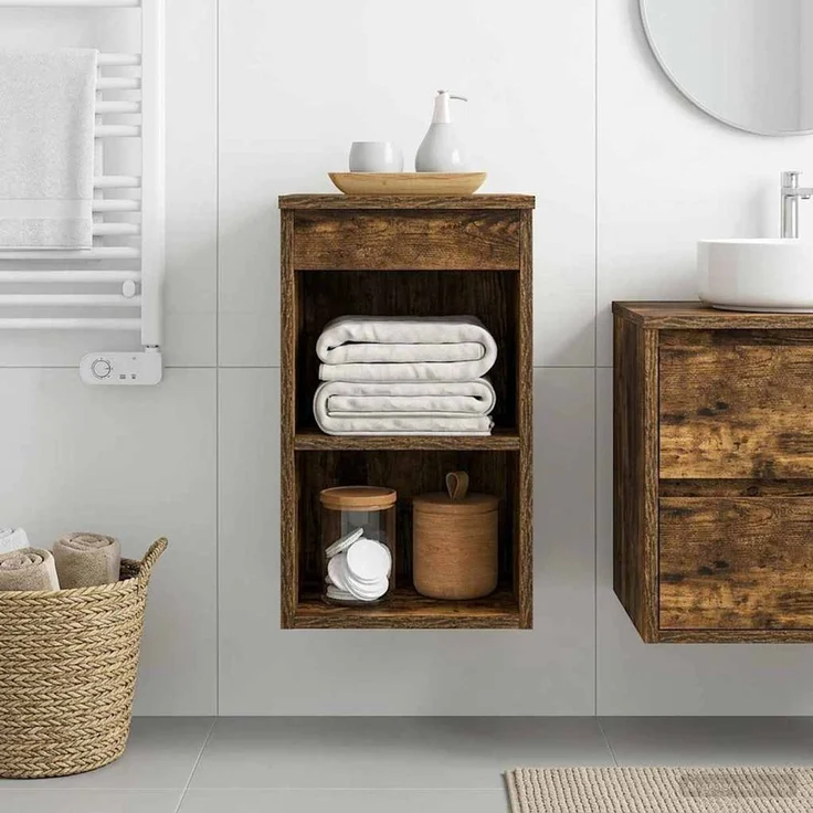 vidaXL Badezimmerschrank Geräucherte Eiche 30 x 41 x 50 cm 890346 – Bild 1