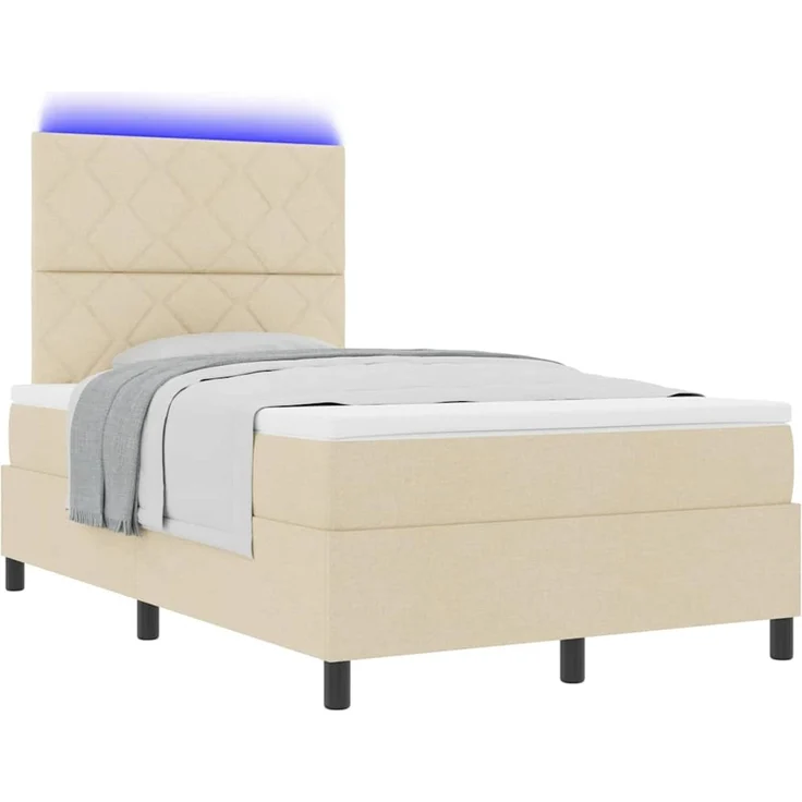 vidaXL Boxspringbett mit LED-Lichtleisten Creme 120 x 200 cm Stoff 3342940 – Bild 3