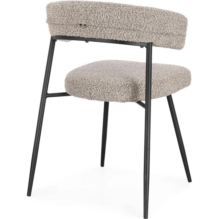 Esszimmerstuhl Amaia 4er-Set aus Boucle, modern gepolstert, grau, Metallgestell schwarz – Bild 3