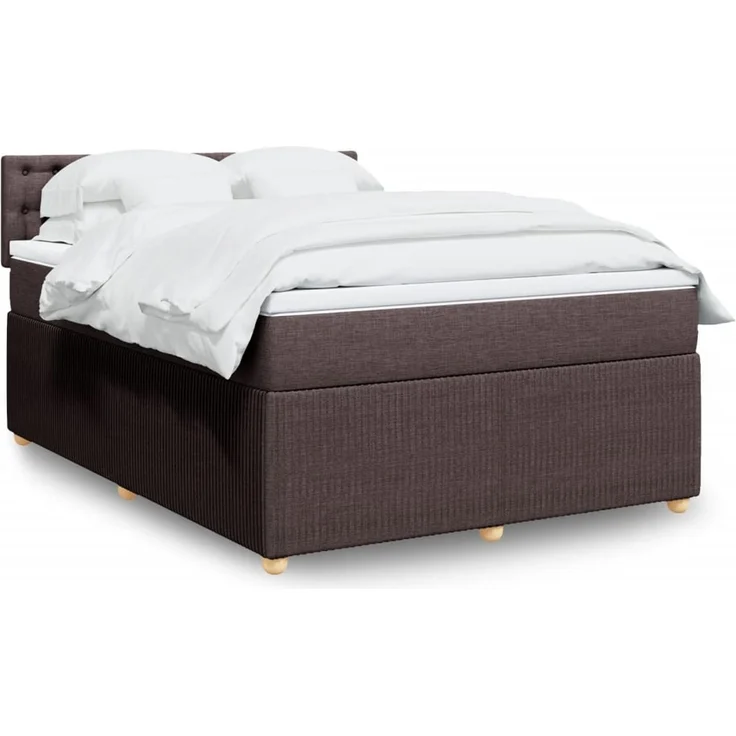 vidaXL Boxspringbett mit Matratze Dunkelbraun 140x190 cm Stoff 3287468 – Bild 1