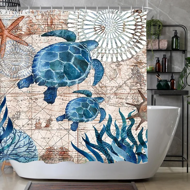 Duschvorhang Meeresschildkröte 150x180cm Antischimmel Polyester Badevorhang