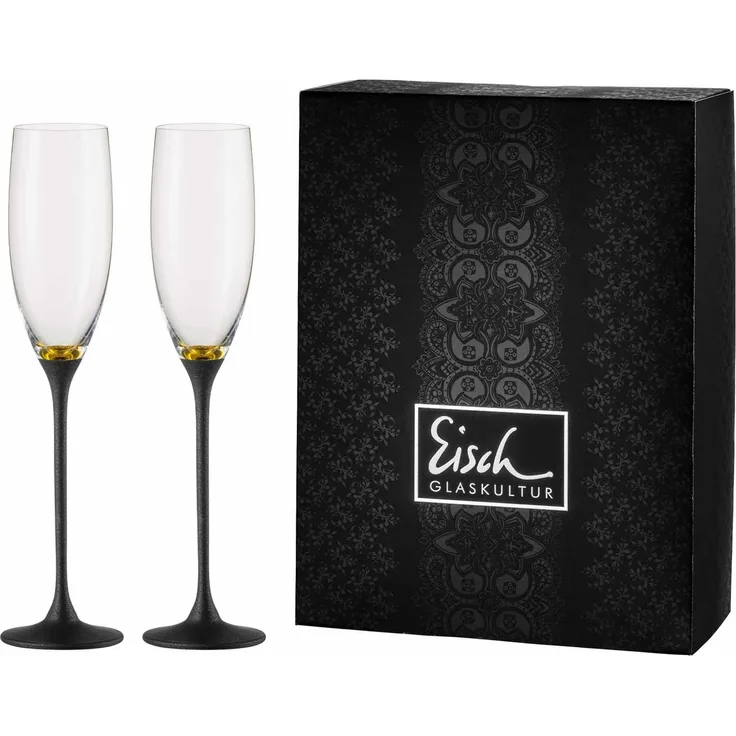 Eisch CHAMPAGNER EXKLUSIV Sektglas gold/schwarz 2er Set im Geschenkkarton