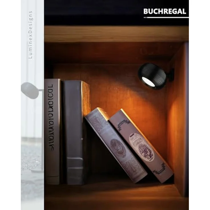 LuminexDesigns 2er Set Akku Wandleuchte Innen LED Kabellos Wandlampe Magnetisch, 360° drehbare USB Ladefunktion, Touch Dimmbar – Moderne LED Wandlampe für Wohnzimmer, Schlafzimmer, Flur Schwarz – Bild 8