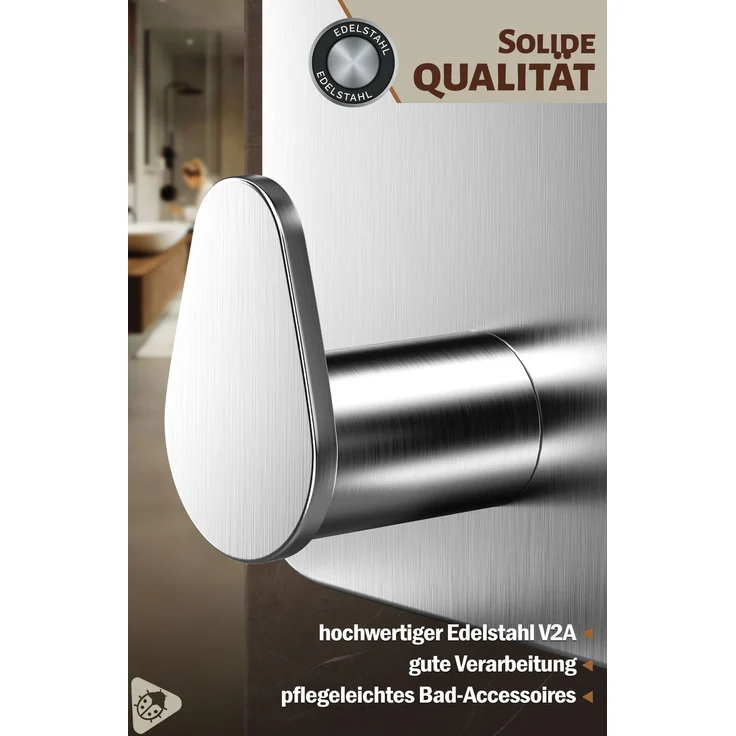 Lindenstein Ovale Klebehaken 6er-Set Silber – Edelstahl V2A, 3M-Klebepads – Bild 5