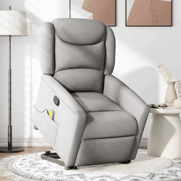 vidaXL Massagesessel mit Aufstehhilfe Wolkengrau Stoff 3303213