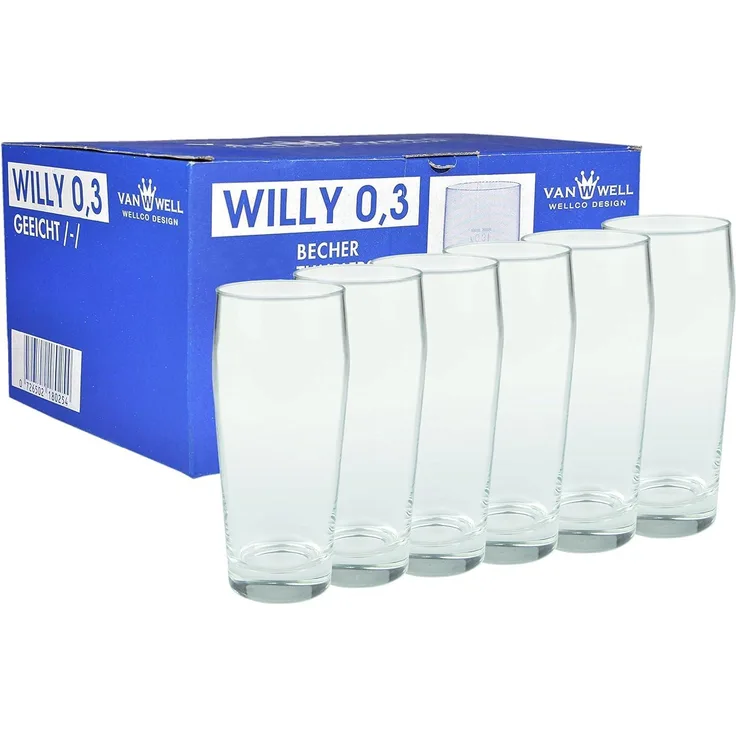 6er Set Bierglas Willibecher 0,3L geeicht Glas Biergläser Tumbler perfekt geeignet für Gastronomie