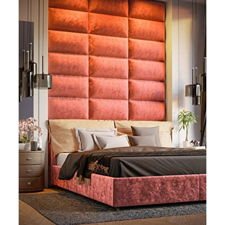 Muralo Samt Wandkissen Stoff Polsterpaneel Schlafzimmer Wohnzimmer Bett Wandpolster Bettkopfteil Lendekissen Modern Luxus Gepolstert Polster Paneel (Altrosa, 50x40 cm) – Bild 3