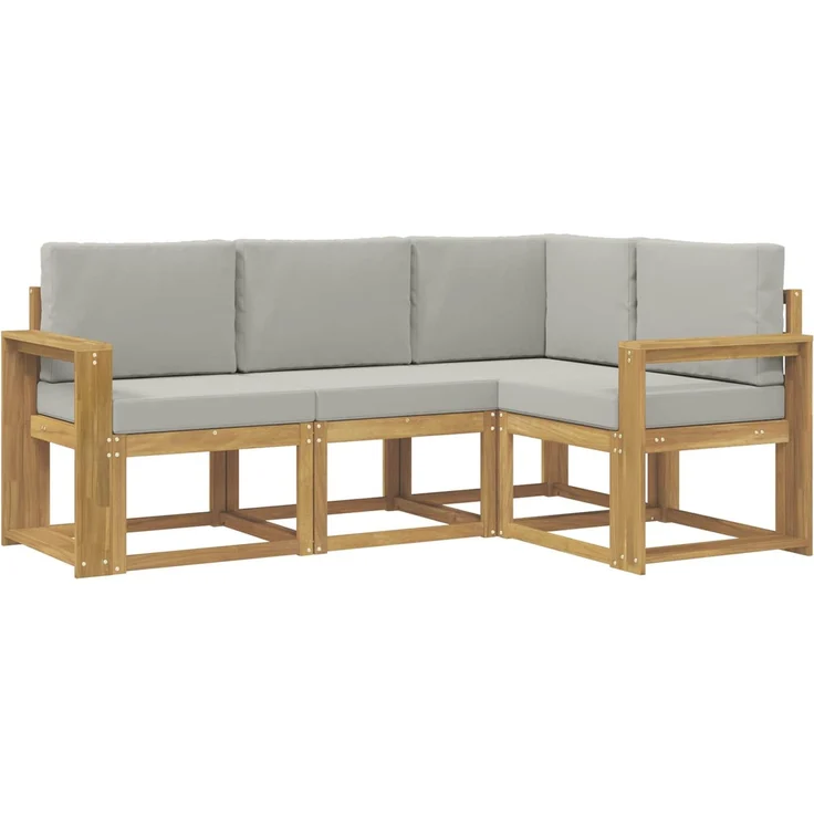 vidaXL Outdoor-Sofagarnitur 4 stk. Weiß und Hellgrau Polyester 3387565 – Bild 2