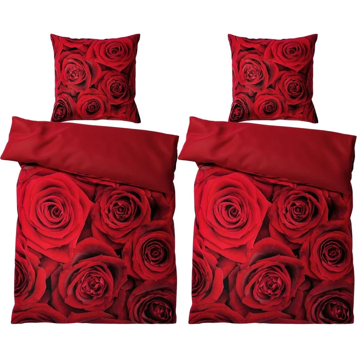 Sanilo Bettwäsche Rosen 135x200 cm, Bettbezug und Kissenbezug, Baumwolle, 4 teilig – Bild 1