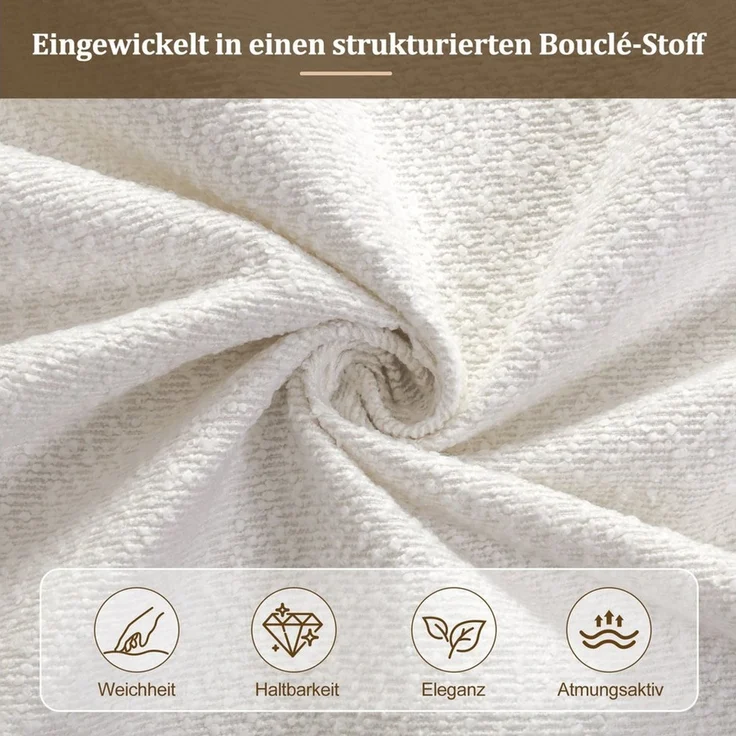 MODFU Polsterbett Inklusive Rausfallschutz für mehr Sicherheit (Packung, 1-tlg, aus Bouclé Stabile Massivholzbeine, geeignet für Kinder & Jugendliche), 90x200 cm mit variablen Armlehnen und Lattenrost(ohne Matratze) – Bild 4