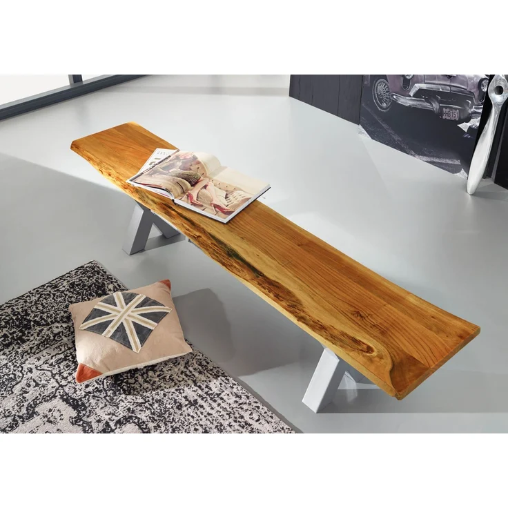 Bank Akazie 200x38x46 natur lackiert IRON LABEL #137 – Bild 2