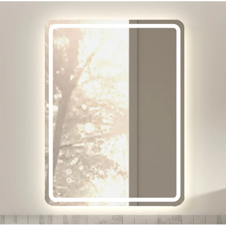 Badezimmerspiegel mit LED-Beleuchtung, Touchsteuerung & Anti-Beschlag, 60x80 cm, Silber – Bild 2