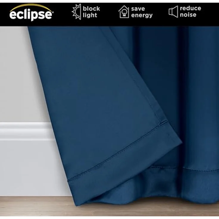 Eclipse Darrell Thermaweave Verdunkelungsvorhang mit Ösen, extra breit, 213,4 x 254 cm, Indigoblau – Bild 2