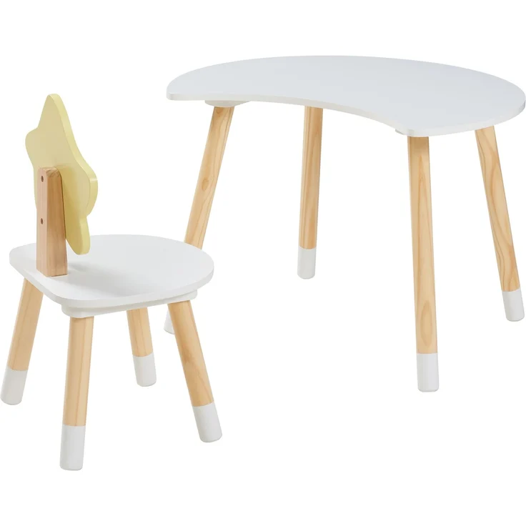 Kinderschreibtisch mit Stuhl Lallega Mond- und Stern-Design Weiß [en. casa] – Bild 3