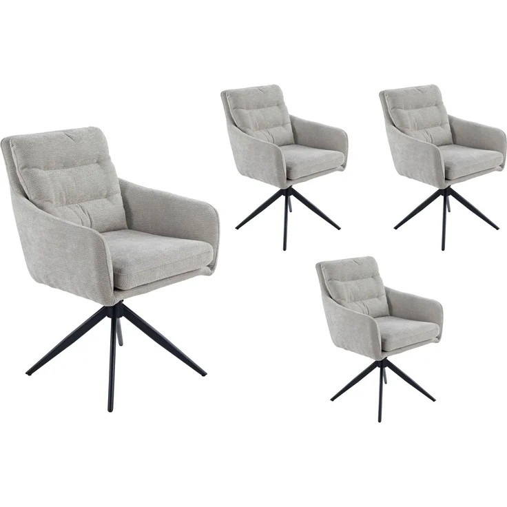 LC Home Esszimmerstühle »Fargo« 4er Set Webstoff hellgrau – drehbare Armlehnstühle & Polsterstühle – Bild 1