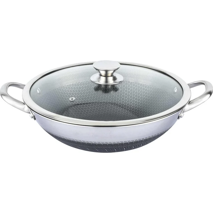 Cheffinger Wokpfanne mit Glasdeckel, Edelstahl silber, 36,0 cm – Bild 1