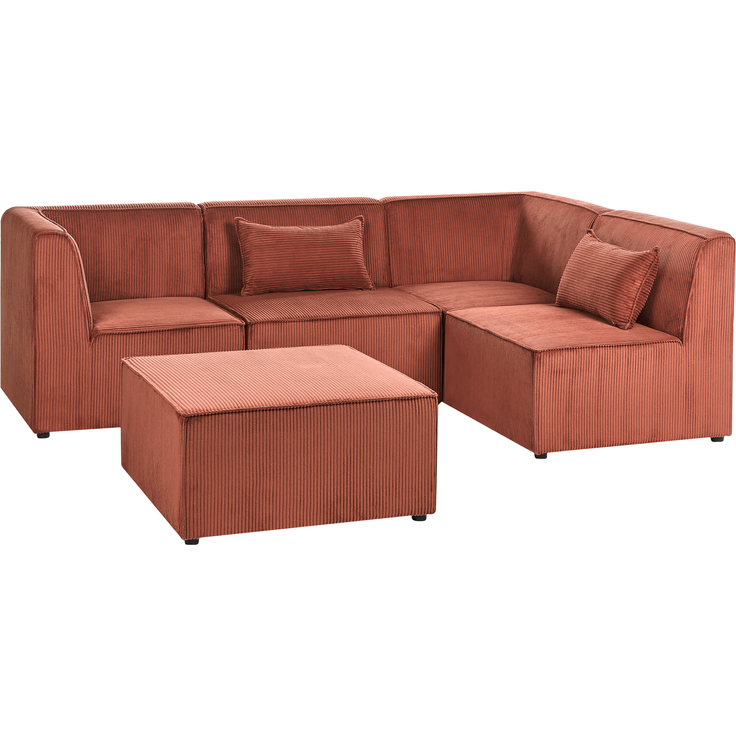 Modul Ecksofa 4-Sitzer LEMVIG Cord Dunkelrot rechtsseitig – Bild 5