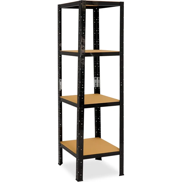 shelfplaza BLACK 180x23x23 cm Schwerlastregal in schwarz mit 4 Böden und 175 kg Traglast pro Boden
