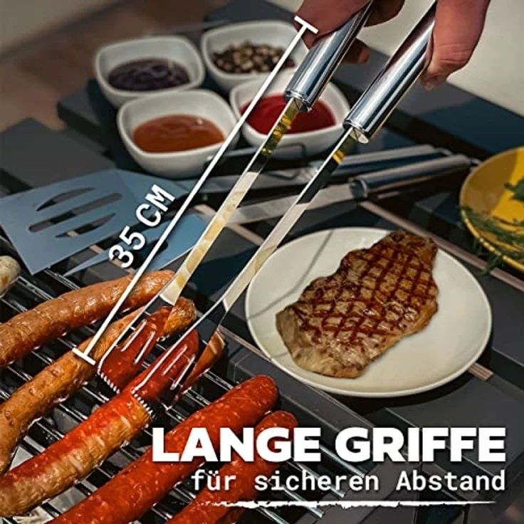 Praknu Grillbesteck-Set Grillbesteck Set aus Edelstahl Vatertag - Mit Tragetasche - Robust, (Set, 1 tlg), Mit Tragetasche - Robust und Hitzebeständig – Bild 2