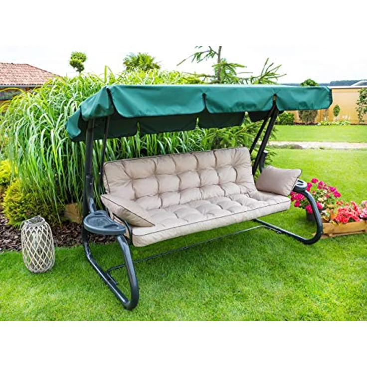 Bjird Bankauflage Pola 100 cm 120 cm 150 cm 180 cm, für Gartenbank und Hollywoodschaukel - inkl. 2 Stück Seitenkissen – Bild 9