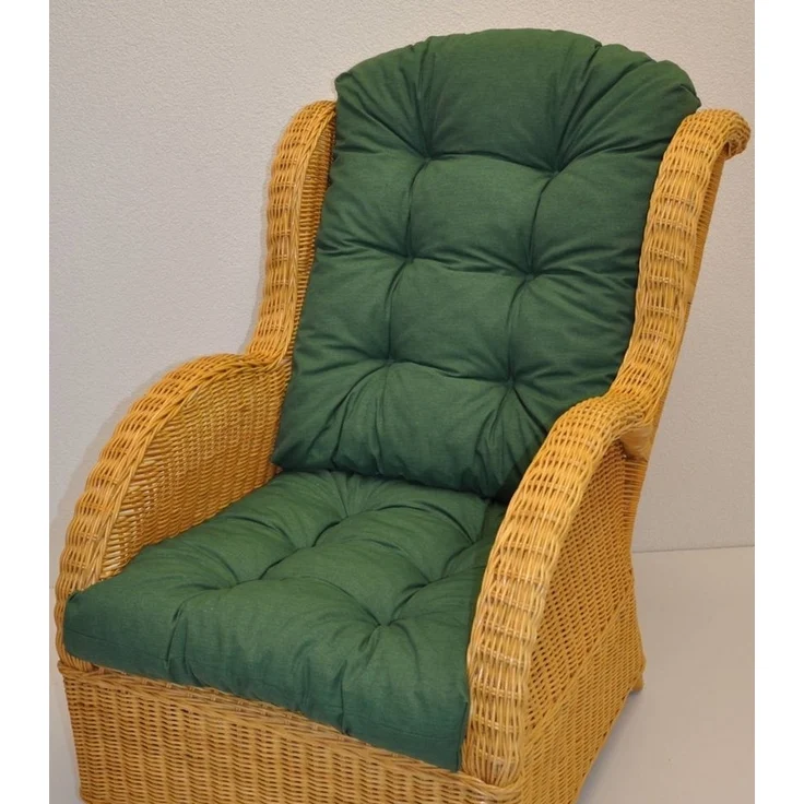 Rattani Sesselauflage Polster Kissen für Rattan Ohrensessel Rattansessel, Color dunkelgrün – Bild 1