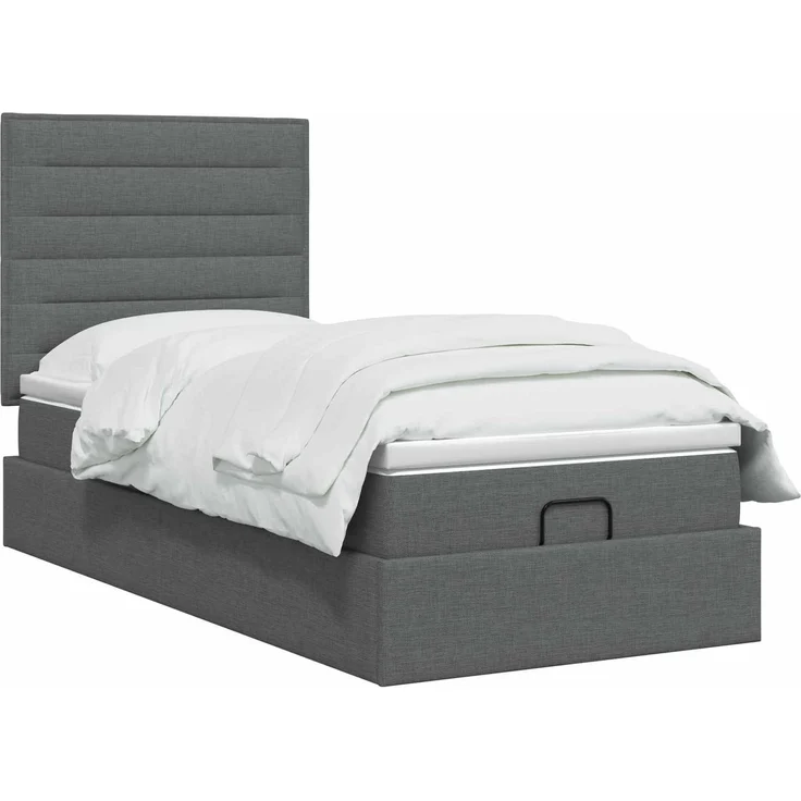 vidaXL Ottoman-Bett mit Matratze und LED Dunkelgrau 90 x 190 cm Stoff 3457952 – Bild 3