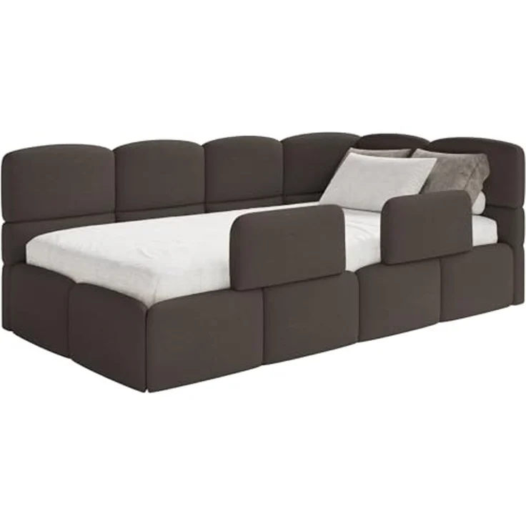 Selsey 'Cloudy' Jugendbett 120 cm, Bettkasten, Chenille, Kopfteil rechts, Braun – Bild 6