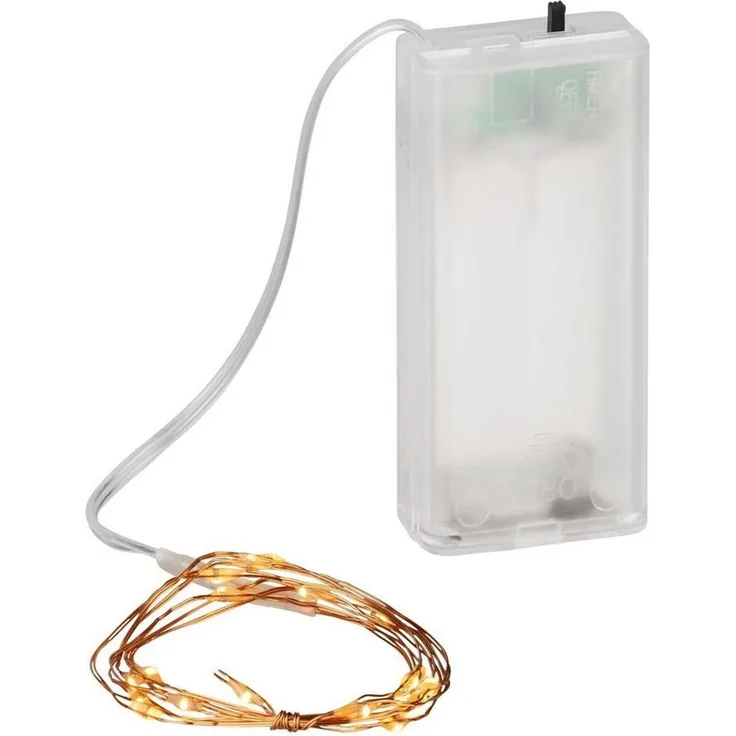 Coen Bakker Deco BV LED-Lichterkette LED Wire, Batterie Draht kupferfarben 20 LED classic warm 0,95m Timer