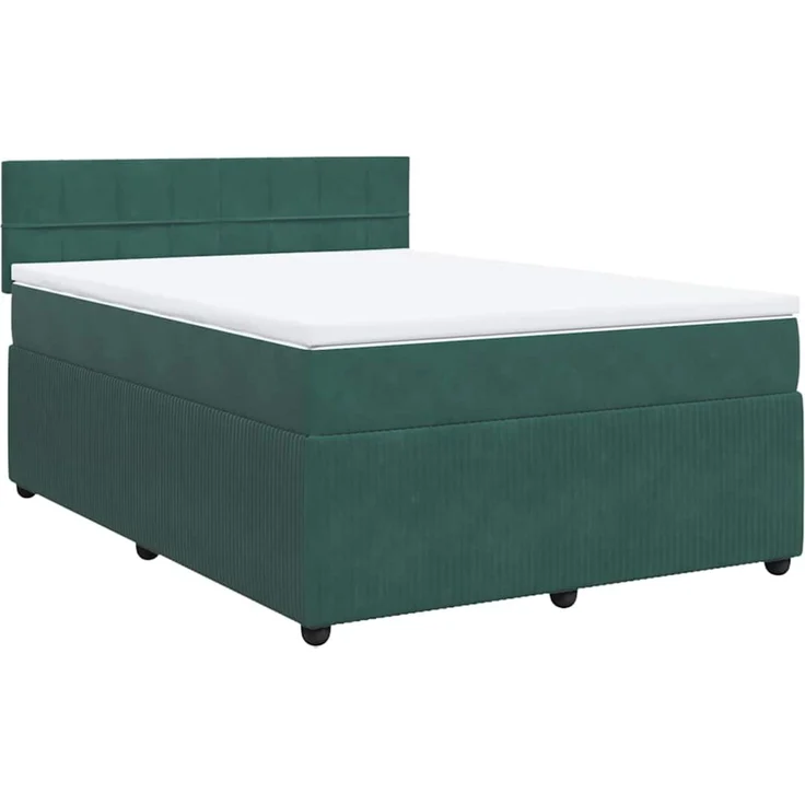 vidaXL Boxspringbett mit Matratze Dunkelgrün 140x200 cm Samt 3287761 – Bild 2