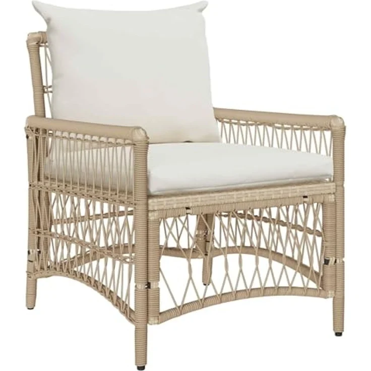vidaXL Gartenstuhl mit Kissen Beige 73 x 61 x 77 cm Poly-Rattan 42006221 – Bild 1