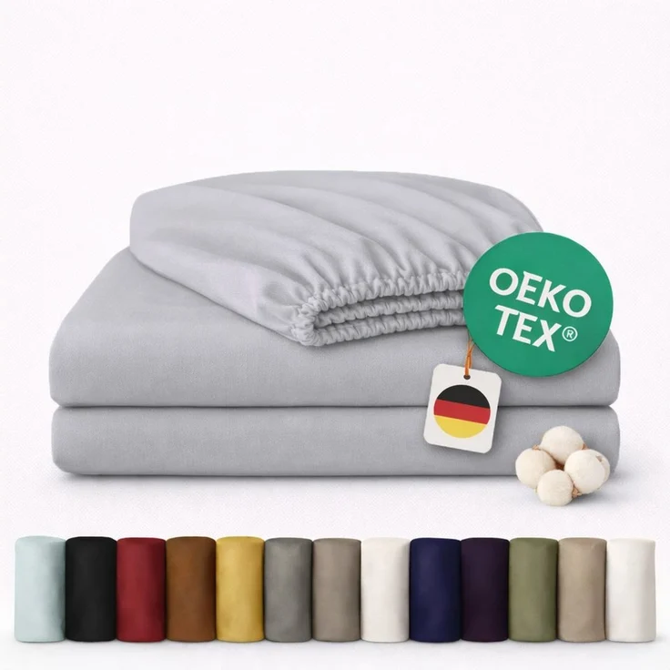 Komfortec Spannbettlaken Jersey Spannbettuch, 90x200, 140x200, 160x200, 180x200 oder 200x200 cm, 100% Baumwolle (135 g/m), Gummizug: Rundum, (2 Stück), OEKO-TEX® Standard 100 Zertifisiert, für Matratzen bis 25 cm Höhe – Bild 1