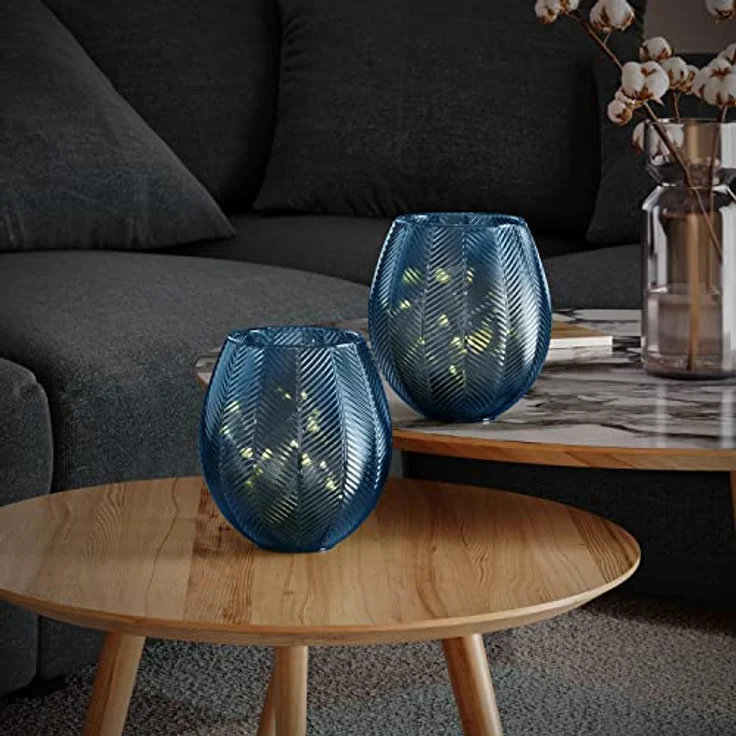 AmeliaHome LED Deko Glas Leuchten Stimmungsbeleuchtung aus Glas Murcia Blau – Bild 5