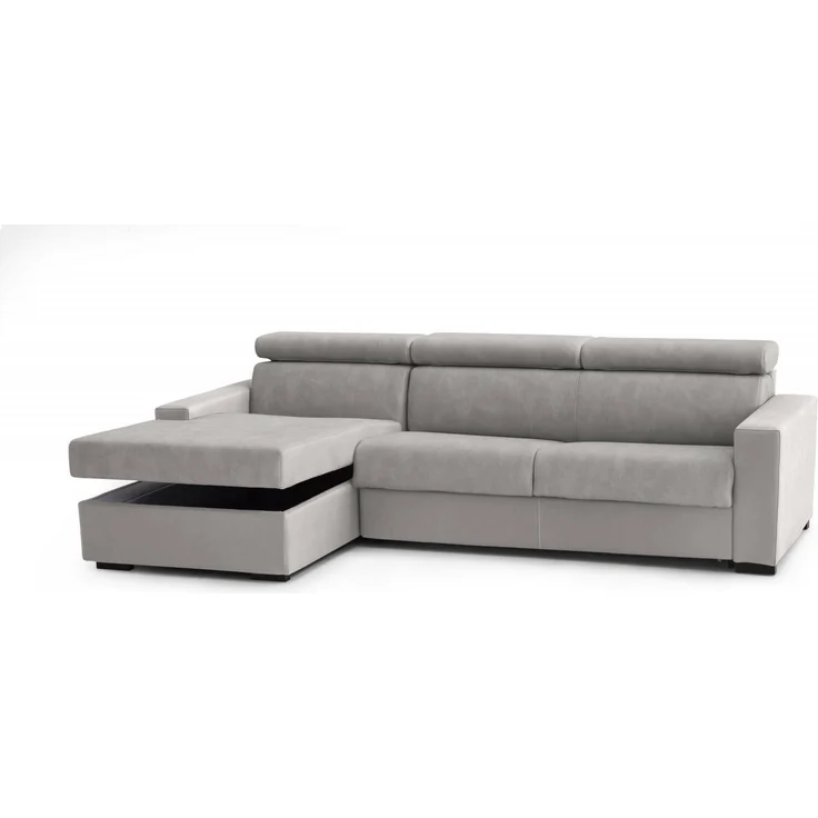 Dmora Sofa mit Halbinsel Akela, Ecksofa mit linker Chaiselongue aus Stoff, Standardarmlehnen, 100 % Made in Italy, 280 x 95 x 85 cm, Grau – Bild 6